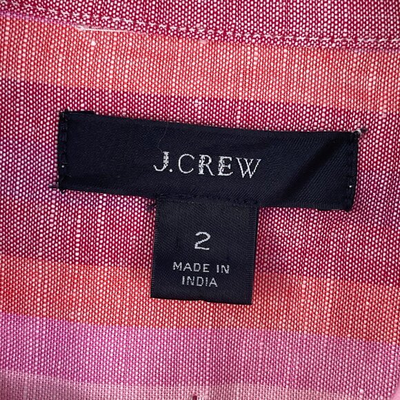 J Crew Womens 2 Multicolor Striped Linen Cotton Button Up Shirt Long Sleeve Top - Picture 4 of 9